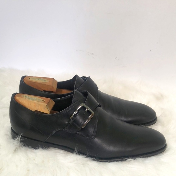 Salvatore Ferragamo Authentic Mens Black Leather Monk Strap Dress Shoes Size 8.5 main image 4